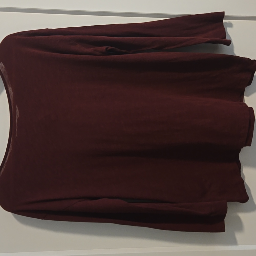 J. Crew Deep Burgundy Lightweight Cotton Top With Keyhole Open Back Detail